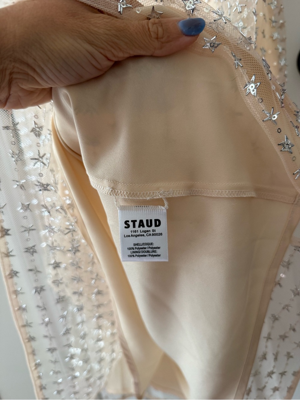 STAUD Aurielle Beaded Tulle Maxi Dress Stardust NEW with tag - Picture 12 of 12